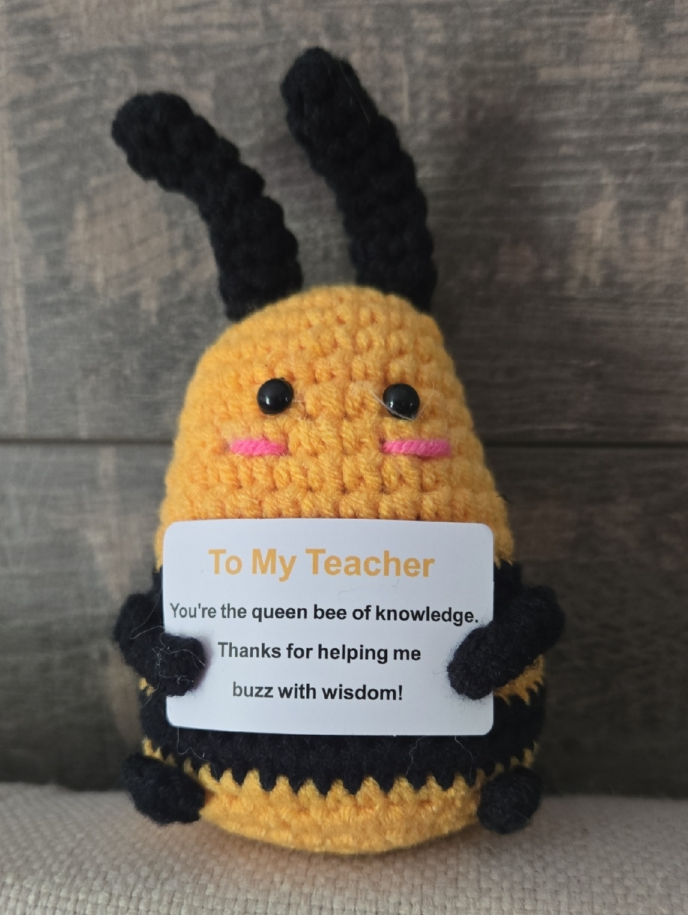 Yellow & Black Bee Plush Toy - Teacher Gift
